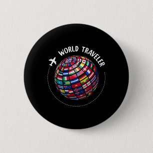 World Traveler Map, World Flags Traveler, Countrie 6 Cm Round Badge