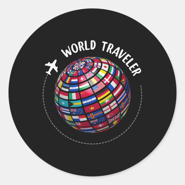 World Traveler Map, World Flags Traveler, Countrie Classic Round Sticker (Front)