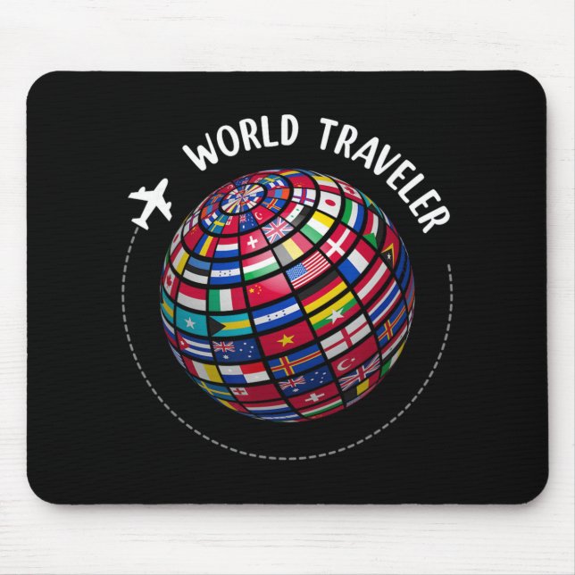 World Traveler Map, World Flags Traveler, Countrie Mouse Mat (Front)