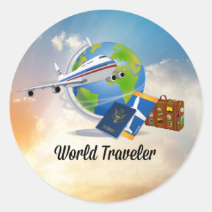 World Traveler, packed and ready to go Classic Round Sticker
