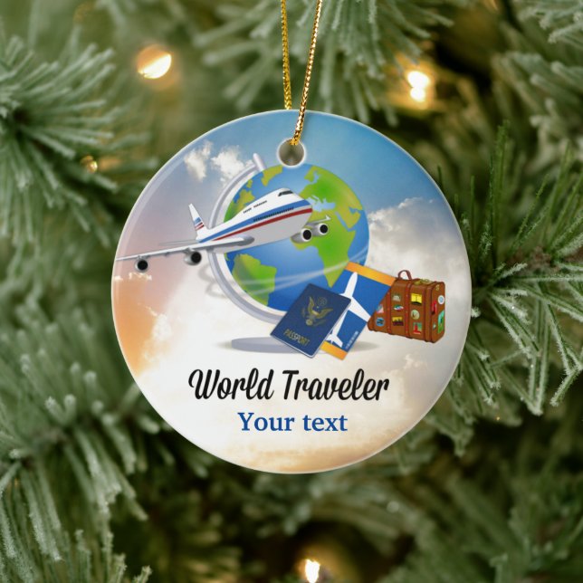 World Traveler TEMPLATE Ceramic Ornament (Tree)