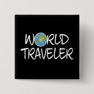 World Traveller 15 Cm Square Badge