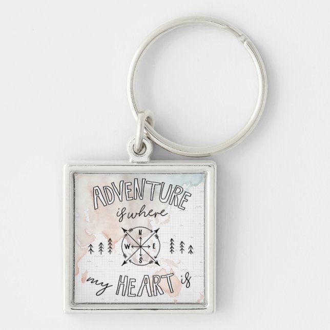 World Traveller | Adventure Is Where My Heart Is Key Ring (Front)