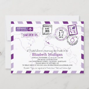 World Traveller Airmail Bridal Shower Invitation