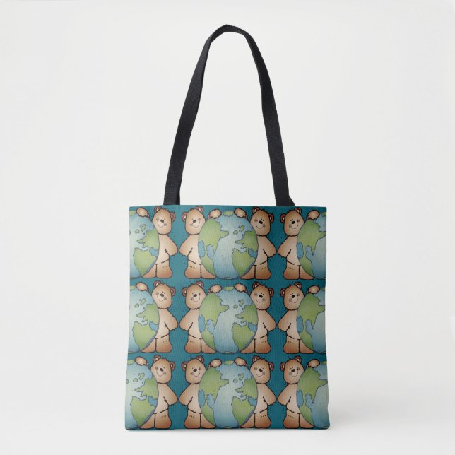 World Traveller Bears Handy Tote Bag  (Front)