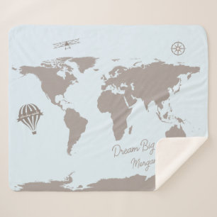 World Traveller Blue Dream Big Personalised baby Sherpa Blanket