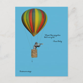 World traveller card with hot air balloon