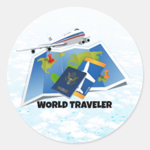 World Traveller Classic Round Sticker