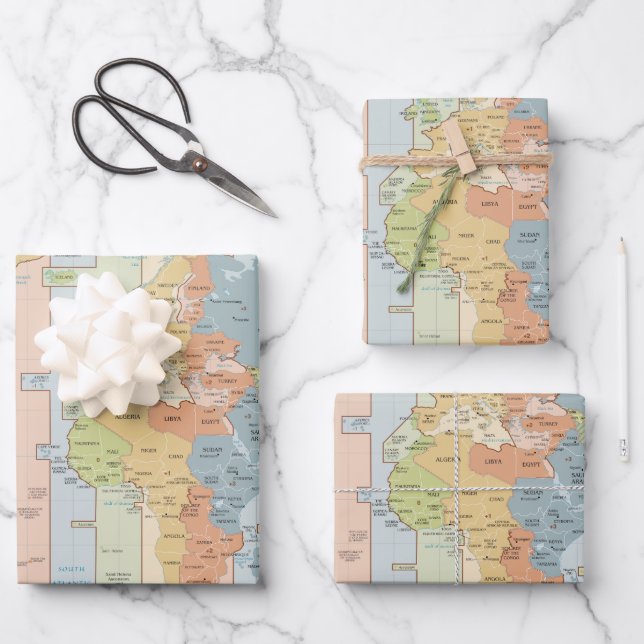 World Traveller Colourful Map of Time Zones Case-M Wrapping Paper Sheet (Front)