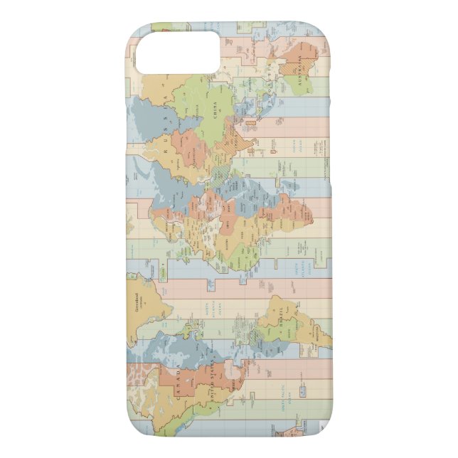 World Traveller Colourful Map of Time Zones Case-Mate iPhone Case (Back)