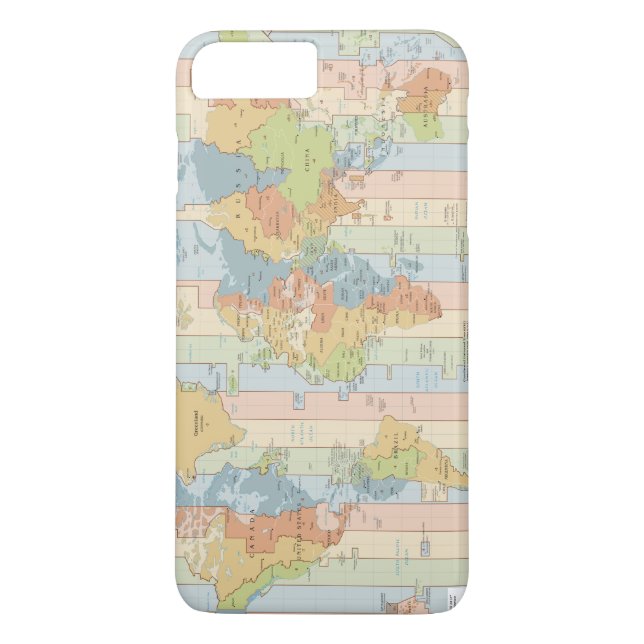 World Traveller Colourful Map of Time Zones Case-Mate iPhone Case (Back)