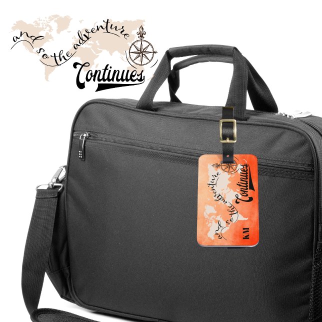 World Traveller Custom Map Monogram Luggage Tag (Creator Uploaded)