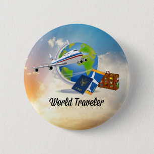 World Traveller, Design 2 6 Cm Round Badge