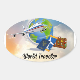 World Traveller, Design 2 Oval Sticker