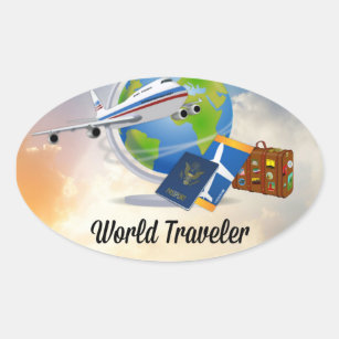 World Traveller, Design 2 Oval Sticker