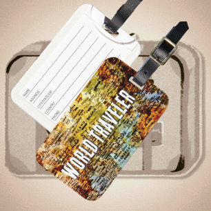 World Traveller International Map Abstract Luggage Tag