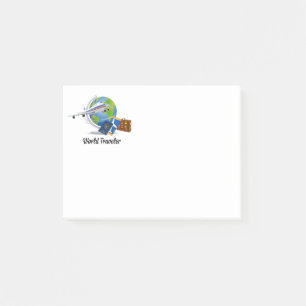 World Traveller:  luggage , tickets and passport. Post-it Notes