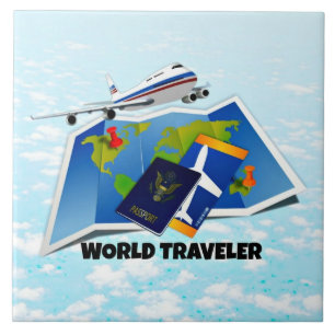 World Traveller - Map, Passport, and Tickets, Tile