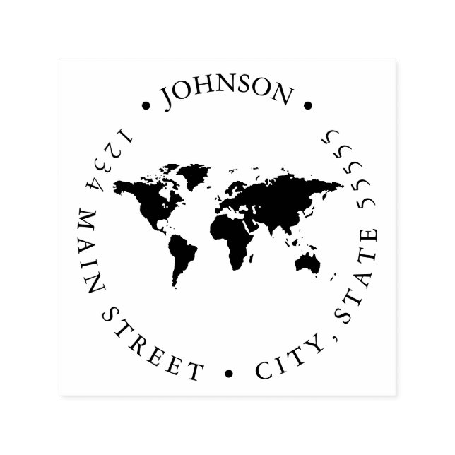 World Traveller Map Return Label Self-inking Stamp (Design)