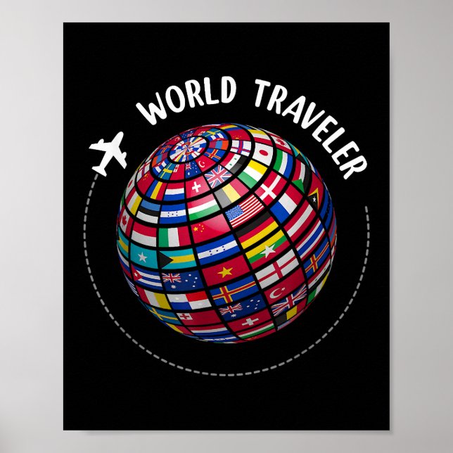 World Traveller Map, World Flags Traveller, Countr Poster (Front)