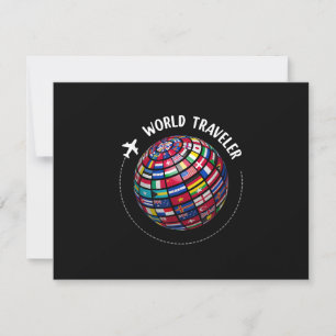 World Traveller Map, World Flags Traveller, Countr RSVP Card