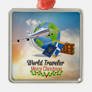 World Traveller, Merry Christmas, Metal Tree Decoration
