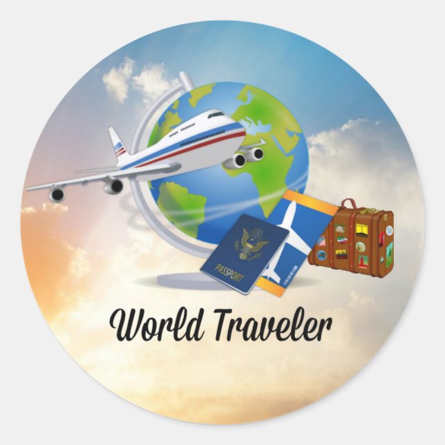 World Traveller, packed and ready to go Classic Round Sticker (Front)