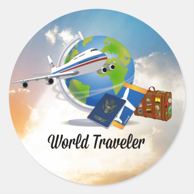 World Traveller, Packed and Ready to Go Classic Round Sticker (Front)