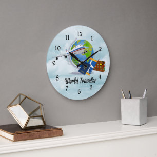 World Traveller, packed and ready to go, Large Clock