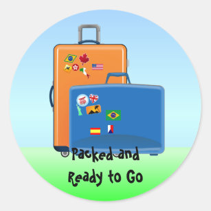 World Traveller, Packed and Ready to Go, Luggage Classic Round Sticker