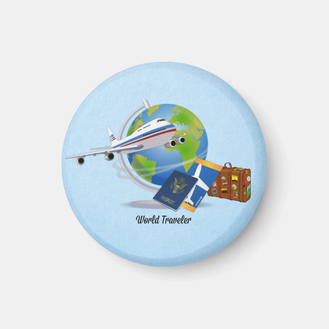 World Traveller, packed and ready to go, Magnet (Front)