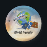 World Traveller Paper Plate<br><div class="desc">World traveller,  packed and ready to go--suitcase,  tickets,  passport</div>
