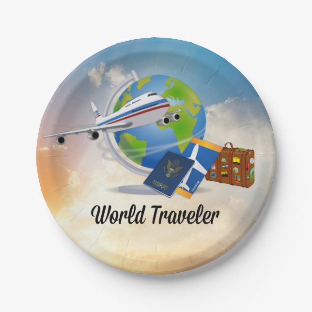 World Traveller Paper Plate (Front)
