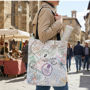 World Traveller Passport Stamps: Vintage Adventure Tote Bag