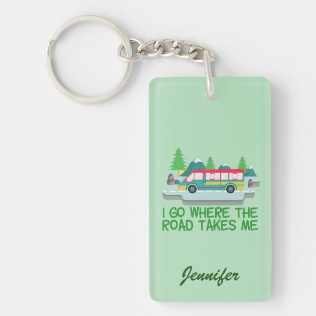 World Traveller RV Camper Road Trip Vacation Custo Key Ring (Front)