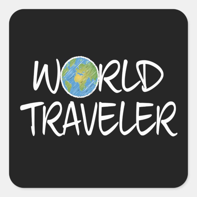 World Traveller Square Sticker (Front)
