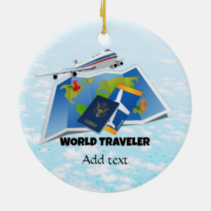 World Traveller Template Ceramic Tree Decoration