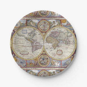 World Traveller Vintage Map Paper Plate