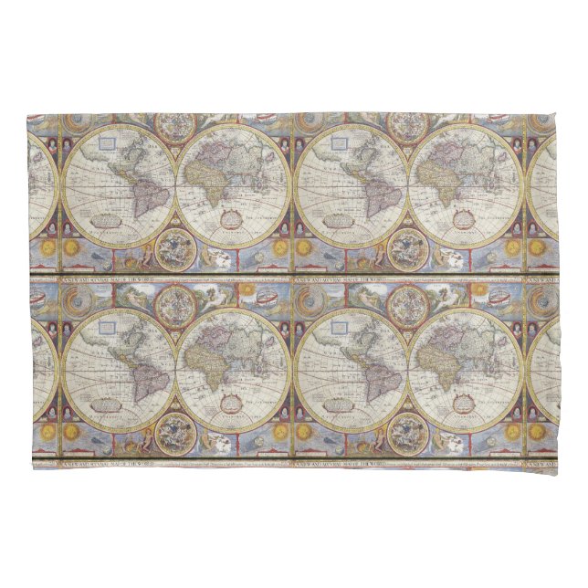World Traveller Vintage Map Thunder_Cove Pillowcase (Front)