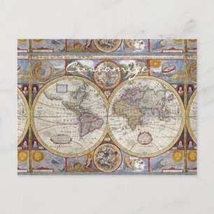 World Traveller Vintage Map Thunder_Cove Postcard