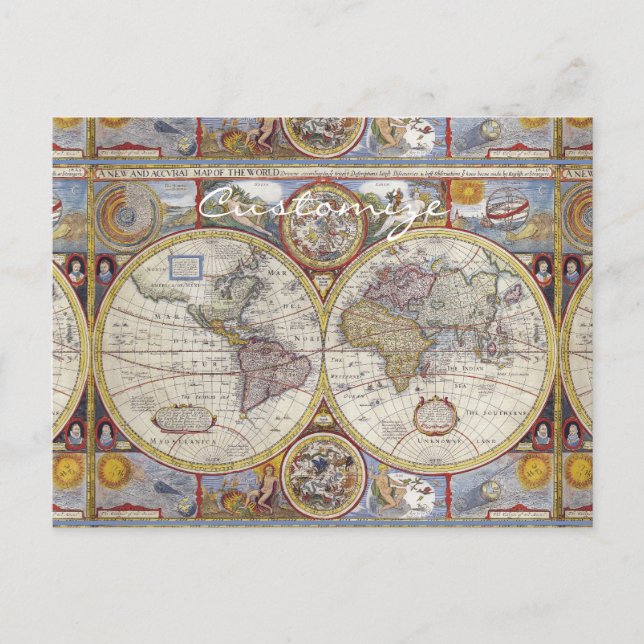 World Traveller Vintage Map Thunder_Cove Postcard (Front)