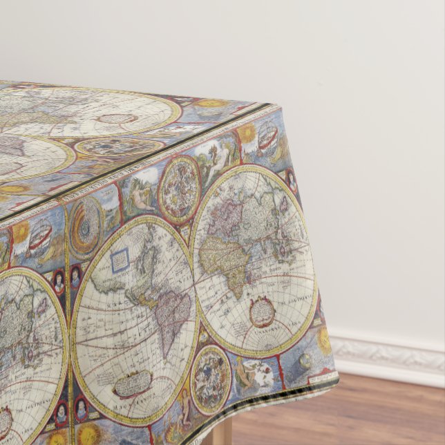 World Traveller Vintage Map Thunder_Cove Tablecloth (In Situ)