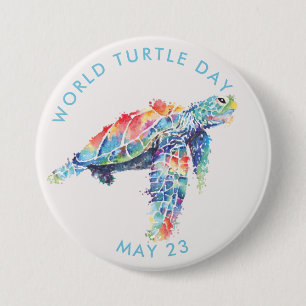 World Turtle Day, watercolor sea turtle 7.5 Cm Round Badge