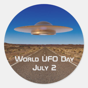 World UFO Day Classic Round Sticker