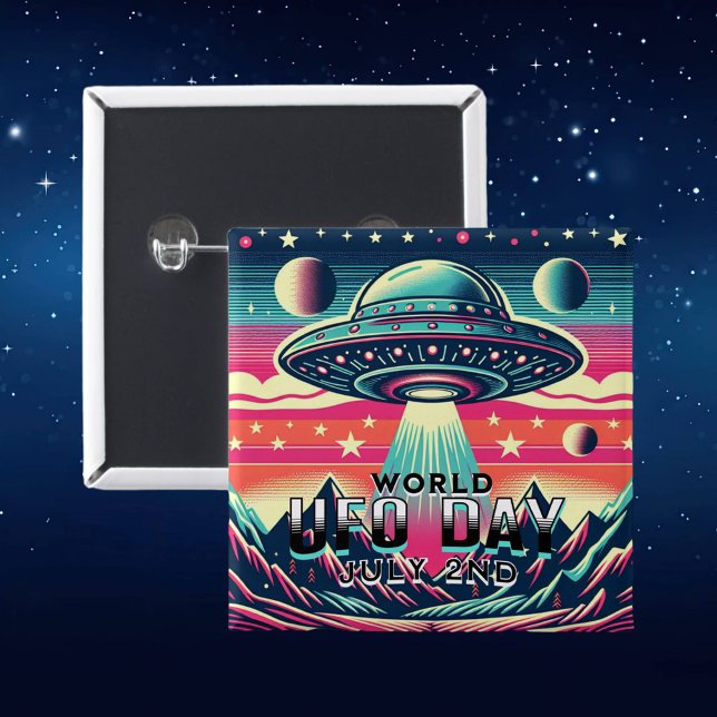 World UFO Day | July 2nd 15 Cm Square Badge (Creator Uploaded)