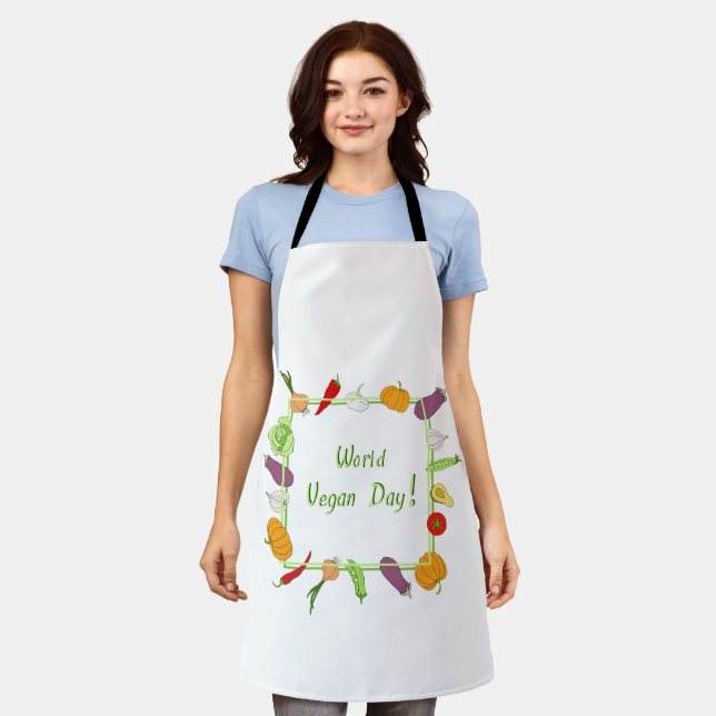 World Vegetarian Day Minimalist Cute     Apron (Worn)