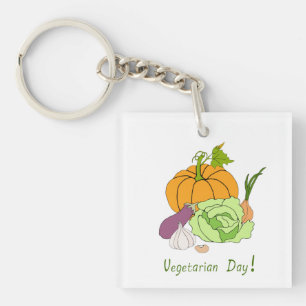 World Vegetarian Day Minimalist Cute Key Ring