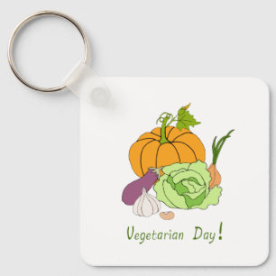 World Vegetarian Day Minimalist Cute     Key Ring