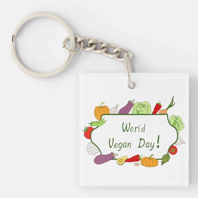 World Vegetarian Day Minimalist Cute    Key Ring (Front)