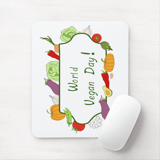 World Vegetarian Day Minimalist Cute     Mouse Mat (With Mouse)